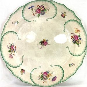 ⭐️Antique Royal Cauldon England Large Round Serving Platter Green Pink Floral